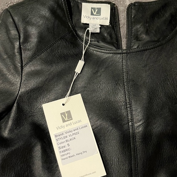 womens vicky and lucas leather dresss size small - Picture 2 of 3